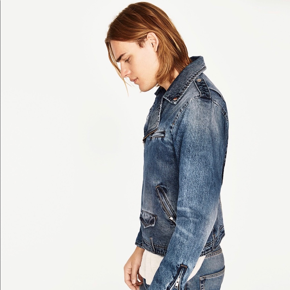 ❌SOLD❌Zara Man Original Denim 1975 Biker Jacket - Picture 3 of 8
